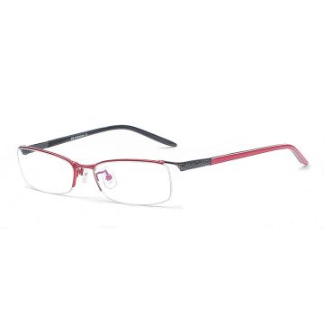 Trendige Damen-Halbrandbrille in Rot & Schwarz
