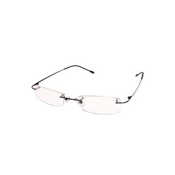 Randlose Brille mit schwarzen Brillenbügeln