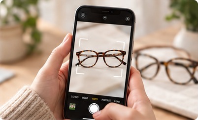 Foto einer Brille mit dem Smartphone hochladen