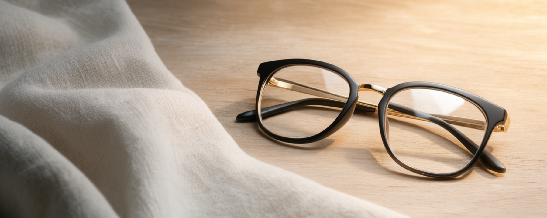 Brille auf einer hellen Ablage