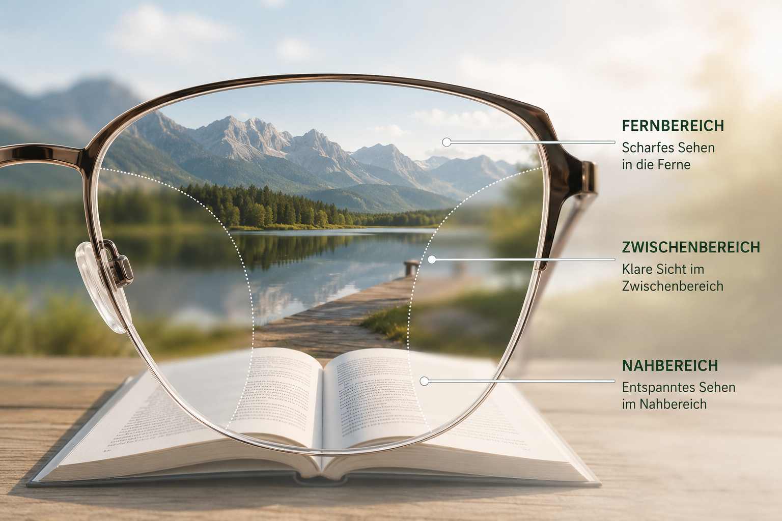 Erklärung der Sehbereiche einer Gleitsichtbrille