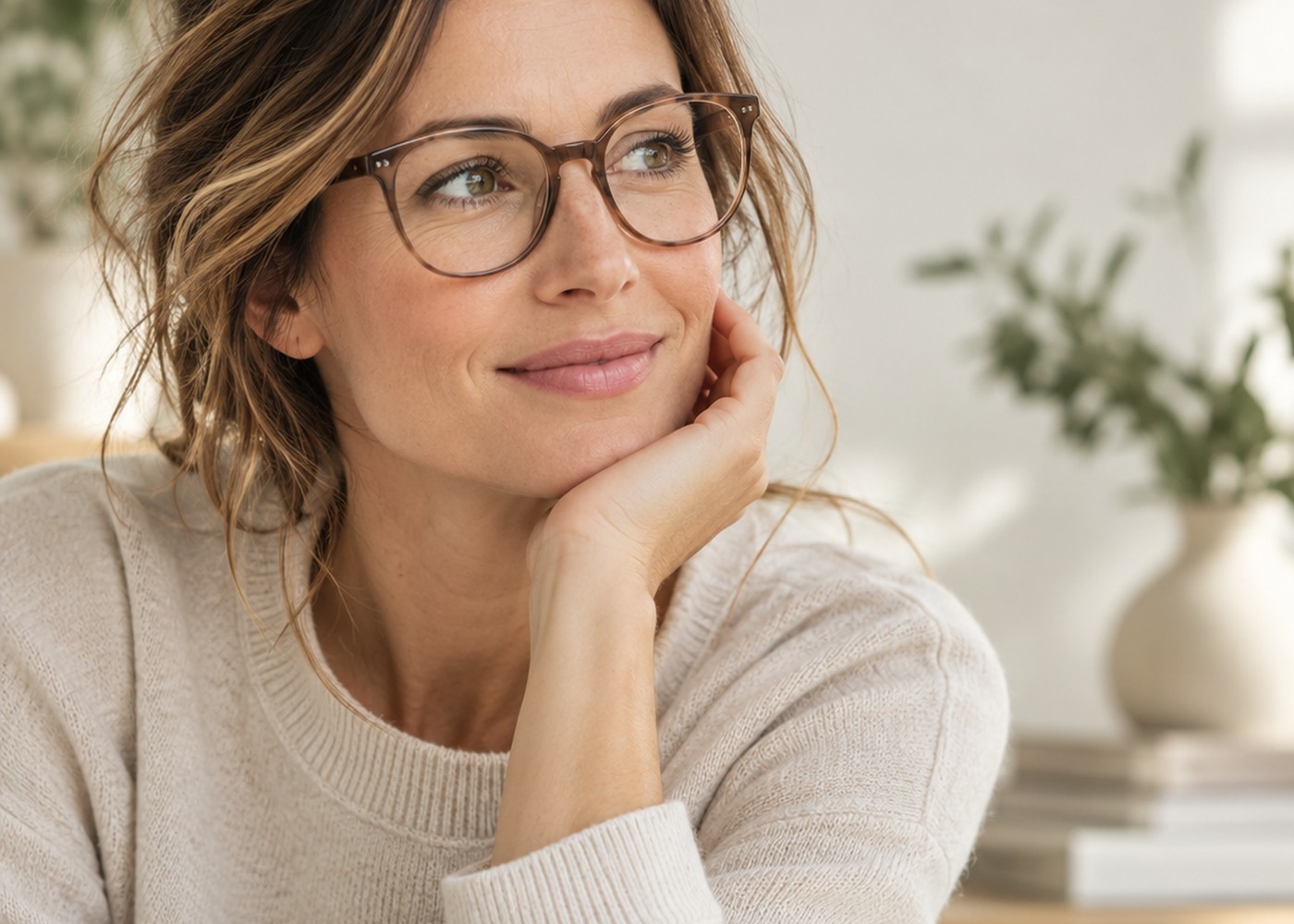 Brillenträgerin mit moderner Brille